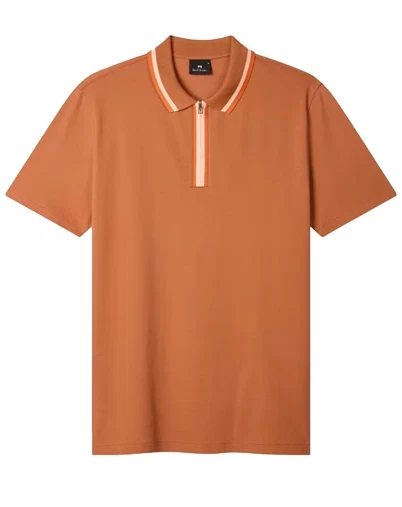 Paul Smith - Contrast Tipping Zip Polo - Orange